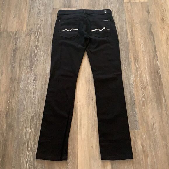 7 For All Mankind Swarovski Crystal Black Straight Leg Pants Jeans sz 28 NWOT - Picture 2 of 10